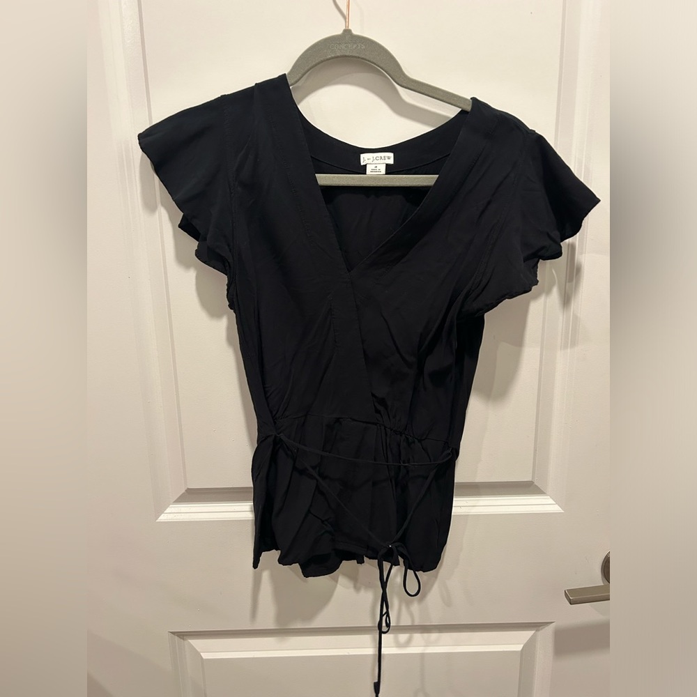 J. Crew Black Linen Short Sleeve Shirt